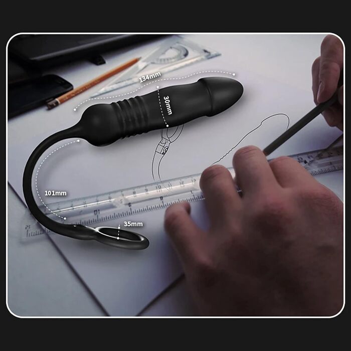 Масажер простати для чоловіків ChicLSQ з кільцем на пеніс, пультом керування та телескопічним вібратором. 3 режими вібрації + 3 режими ковзання. Інтимна іграшка для чоловіків