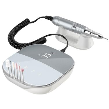 Професійний електричний апарат для манікюру та педикюру Madenia TouchPro, 35000 об/хв, з HD-дисплеєм та набором з 6 фрез, сірий
