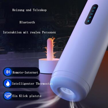 Електричний масажер для чоловіків з Bluetooth, нагрівання та вібрацією. Інтимні іграшки для соло-використання