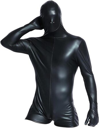 Чоловічий боді з штучної шкіри на блискавці, чорний, XXL - сексуальний костюм для клубів та вечірок