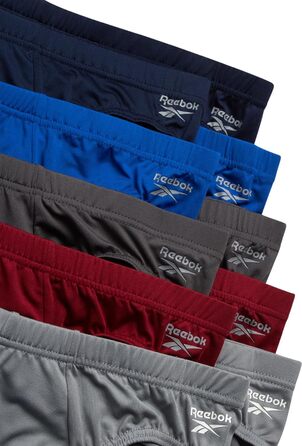 Сліпеки чоловічі Reebok (10 шт. в упаковці) – Low Rise, матеріал: бавовна, кольори: морський блакитний, червоний, сірий, Surf The Web, Stonegrey, розмір M