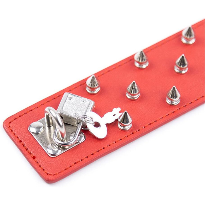 Нашийник для дорослих з ланцюгом: шкіряний комплект для БДСМ-ігор та косплею (червоний)