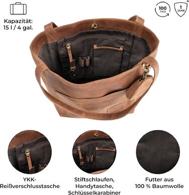 Жіноча шкіряна сумка-шопер Berliner Bags Vintage Seville, сумка з ручками в кольорі Camel