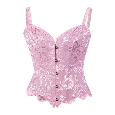 Жіноче корсетне топик з бретелями Overbust, готичний корсет, бюстгальтер, топик, карнавальний костюм, топик для корекції фігури, рожевий, XL