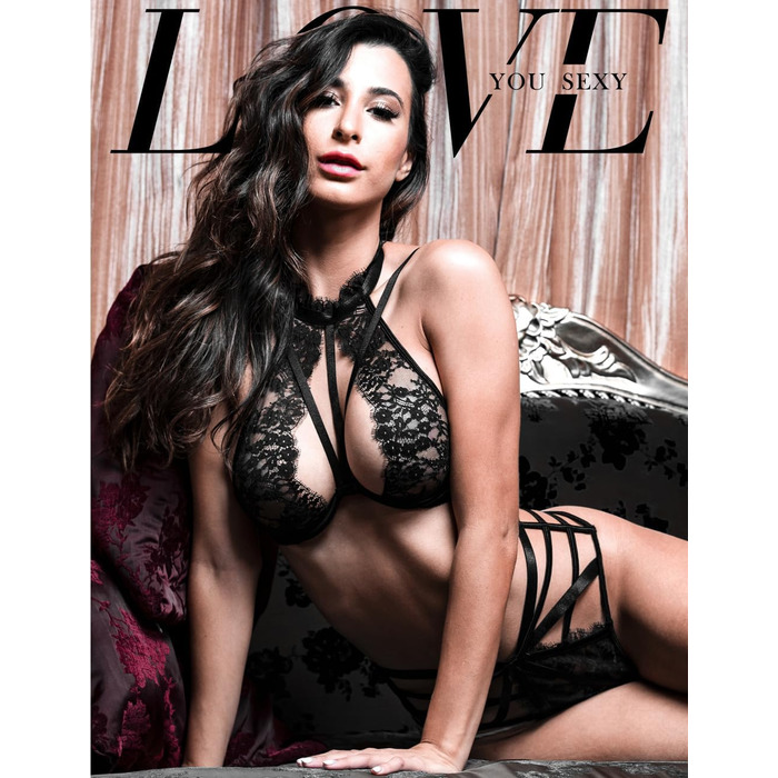 Сексуальний жіночий комплект спідньої білизни LOVE YOU: мереживний бюстгальтер та труси, чорний, розмір 75B
