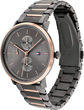 Жіночий багатофункціональний кварцовий годинник Tommy Hilfiger Gunmetal Gray, водонепроникність 3ATM, сталевий ремінець