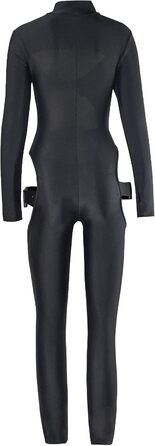 Комбінезон жіночий Sedmoda чорний з довгим рукавом, облягаючий з пряжкою