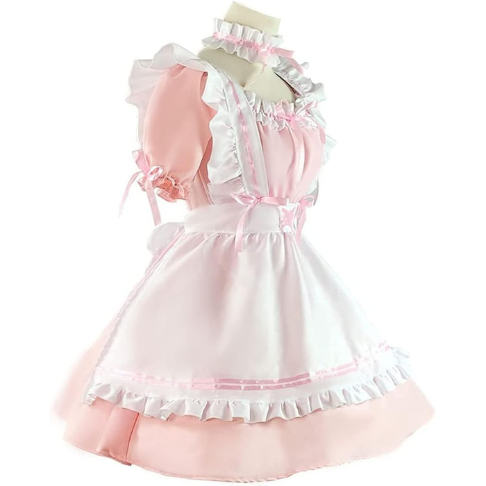 Костюм французької служниці Аніме: комплект для косплею, рожевий, розмір M