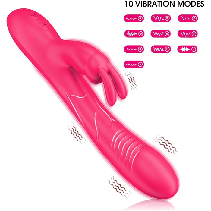 Вібратор для жінок: кліторальний та G-точковий, силіконовий кролик, 10 режимів, реалістичний секс-іграшка для пар, рожевий
