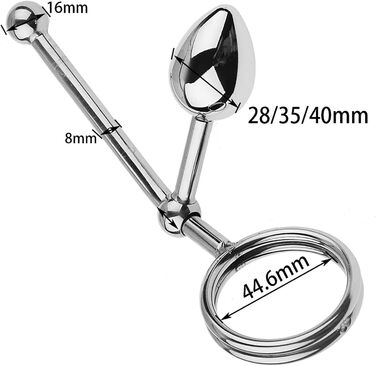Анальний гачок з кільцями для яєчок, металевий, для БДСМ, з кільцем для статевого члена, з анальним штекером, для чоловіків, S+M+L