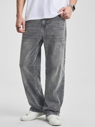 Чоловічі джинси Elegancity Baggy Stretch — широкі штани Straight Y2K Streetwear, Loose Fit, сірі, розмір XS