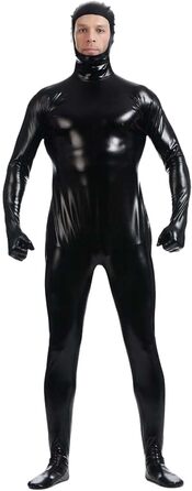 Чоловічий латексний комбінезон Lackleder з довгим рукавом, чорний, XXL. Латексний боді з відкритим обличчям, еластичний, для карнавалу та костюмних вечірок.