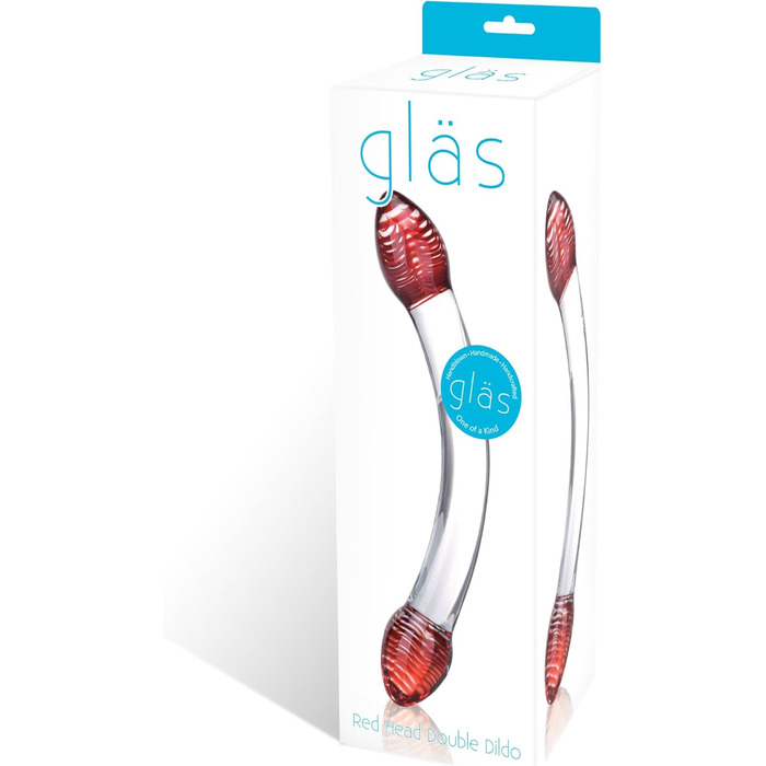 Glas Head Double Dildo Red Rot 1 Stück (1er Pack) - Секс-іграшка для пар, червоний, скляна головка