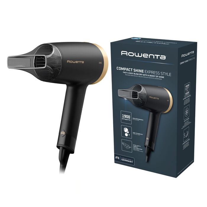 Фен для волосся Rowenta Express Style CV1801 золотого кольору, 1900 Вт, з концентратором та режимом холодного повітря
