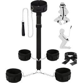 Набір для БДСМ-фетишу: БДСМ-набір для пар, фетиш-набір для зв'язування, набір для сексуальних ігор з регульованим ошейником та наручниками. Ідеально для пар.