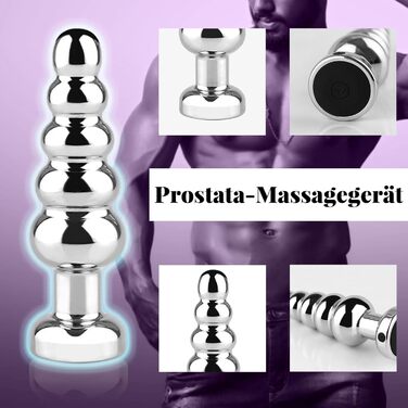 Вібратор для анального сексу AMAZBEE з дистанційним керуванням, 10 режимів, масажер простати, металевий дildo з 5 намистин