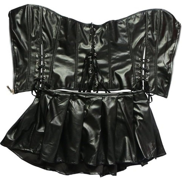 Сукня-корсет з штучної шкіри для жінок KUOSE, чорна, повномірна, розміри S-6XL