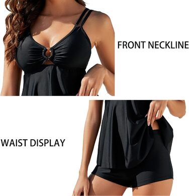 Чоловічий двочастинний купальник Push up, тангкіні з високою талією, чорний. Розмір XXL