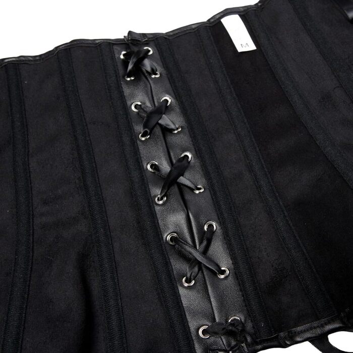 Корсет Daen Korsett Große Größen: Сатиновий корсет з квітковим принтом, великі розміри, топ-корсет, вінтажний стиль (чорний, L)