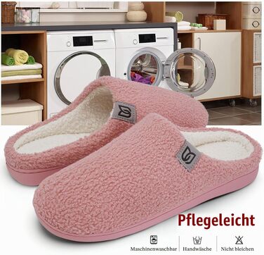 Жіночі теплі капці WateLves з ефектом пам'яті (Memory Foam), протиковзаючі домашні тапочки з штучним хутром на плоскій підошві, рожеві, розмір 41.5 EU