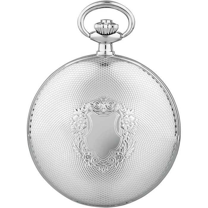 Чоловічий кишеньковий годинник Hermann Jäckle Tübingen Quartz сріблястий, 50 мм, з календарем та ланцюжком