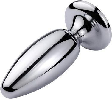 Анальний масажер Stile Extra Lang з металу та діамантовою основою. Стимулятор G-точки, простати. Для чоловіків та жінок. Срібло, розмір S.