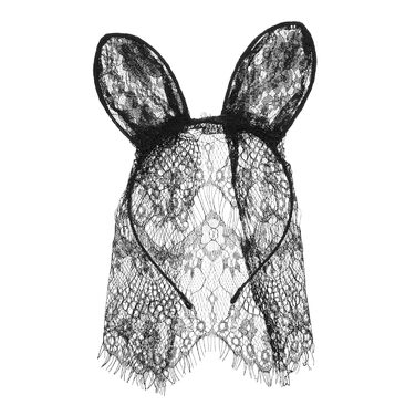 Голосний обруч з вушками кролика та мереживною маскою для жінок