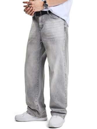 Чоловічі широкі джинси Baggy JMIERR у стилі Y2K, сірий денім, вуличний стиль Streetwear, розмір M