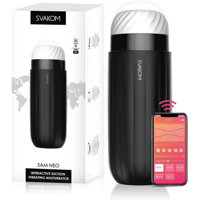 Електричний мастурбатор SVAKOM SAM NEO з керуванням через додаток, 5 режимів вібрації та 5 режимів всмоктування, секс-іграшка для чоловіків, мастурбатор з 3D-вагіною, XXL