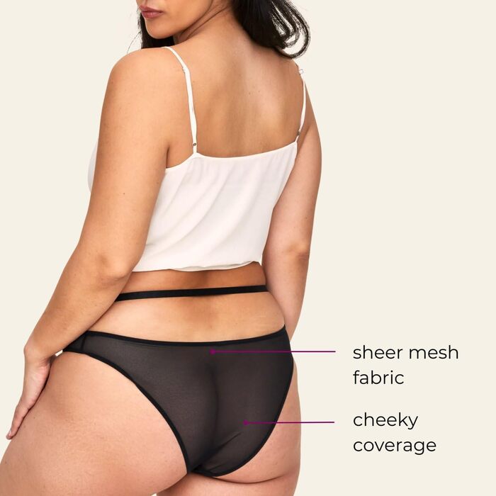 Сексуальні трусики Adore Me Kaia - XS-4X, мереживо та сітка, чорний Jet Black