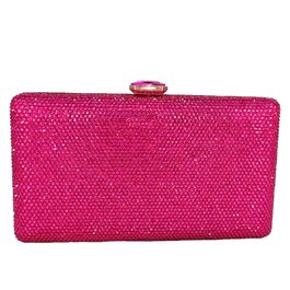 Жіночий вечірній клатч Boutique De FGG з кристалами та стразами для весіль та вечірок, міні-сумка для нареченої, колір фуксія