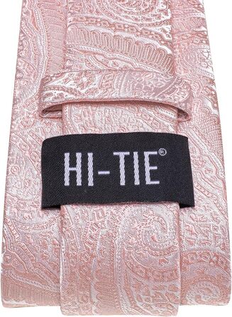 Набір чоловічих аксесуарів Hi-Tie: класична краватка, запонки та хустка-паше, блідо-рожевий колір