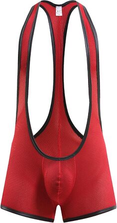 Чоловічий боді з сітки Swbreety для боротьби та тренувань, лонгсліп, червоний, розмір M