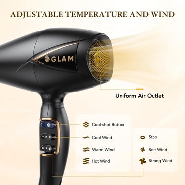 Професійний фен для волосся GLAM Profi 2300W з іонізацією, AC-мотором, дифузором та концентратором