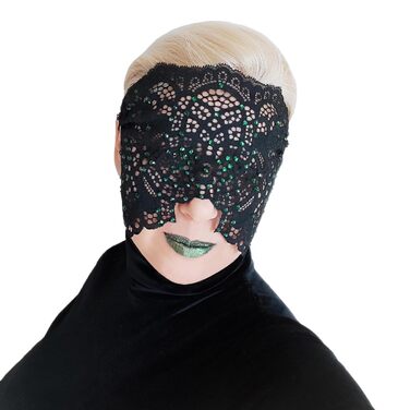 Ручна вишита мереживна маска на обличчя з камінням для жінок, чорна маска для маскараду, балу, карнавалу, весілля, бурлеску, косплею, Марді Гра (чорний колір, зелені камінці)