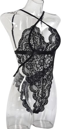 Сексуальна жіноча білизна комплект: боді, нігліж, babydoll. SRZYJ, мереживо, глибокий V-подібний виріз, чорний (A3, L)