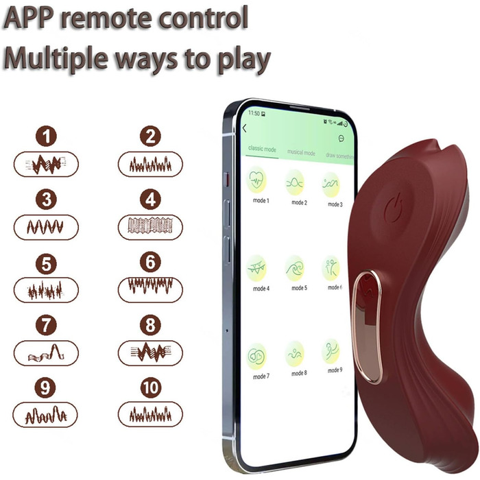 Вібратор Bluetooth з пультом керування, 10 режимів вібрації, для жінок, портативний дildo, Rose Rot