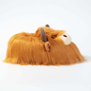 Плюшеві капці Corimori Bessie Highland Cow (шотландська корова) з гнучкою підошвою та гумкою, універсальний розмір (дитячий 25-33.5 та дорослий 34-44)
