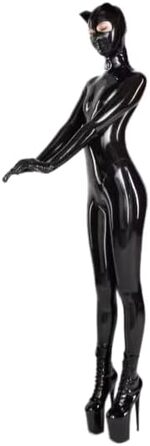 Латексний боді з відкритим животом VIYOLI для дорослих, чорний, S - сексуальний костюм для жінок
