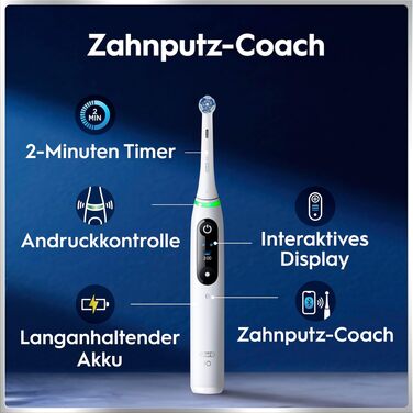 Електрична зубна щітка Oral-B iO Series 6 білого кольору, 5 режимів чищення, з дорожнім кейсом та набором з 2 насадок