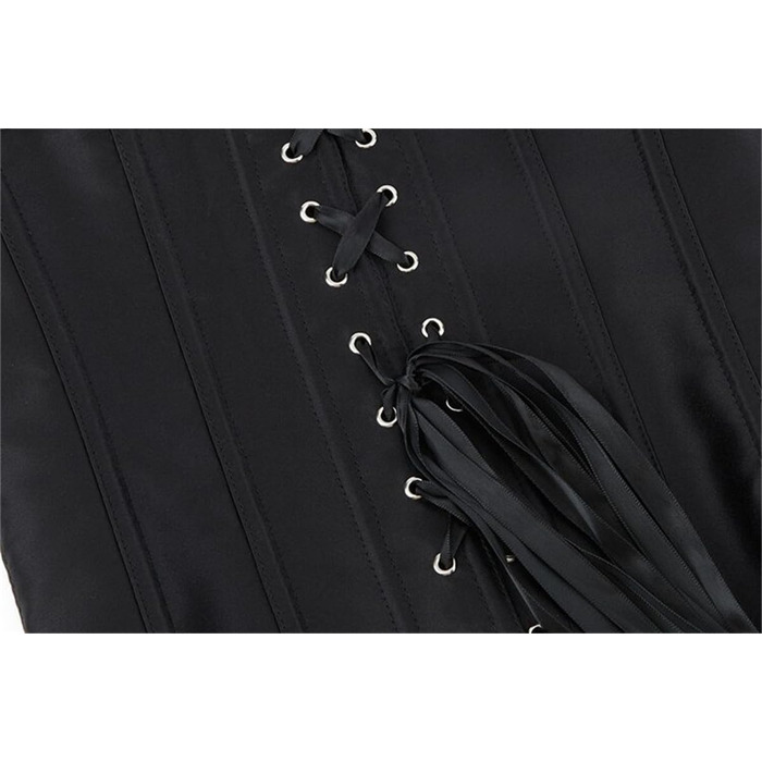 Корсет Daen Korsett для корекції фігури, повний бюст, топ-бюстгальтер, готичний, бурлеск, шнурівка, сатиновий чорний (S)