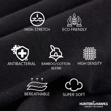 Боксерки чоловічі Hunter & Hawks, 4 шт. в упаковці, розмір S-6XL, м'які, антибактеріальні, дихаючі, чорні