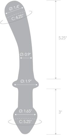 Дільдо з двох кінців, вигнутий, прозорий, 18 см