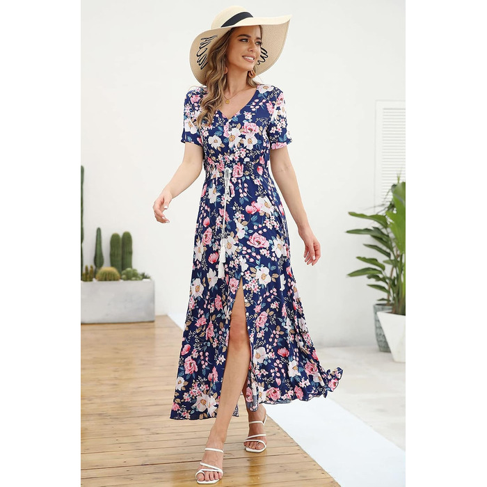 Сукня максі А-силуету VintageClothing жіноча, темно-синя (L, 75% бавовна)