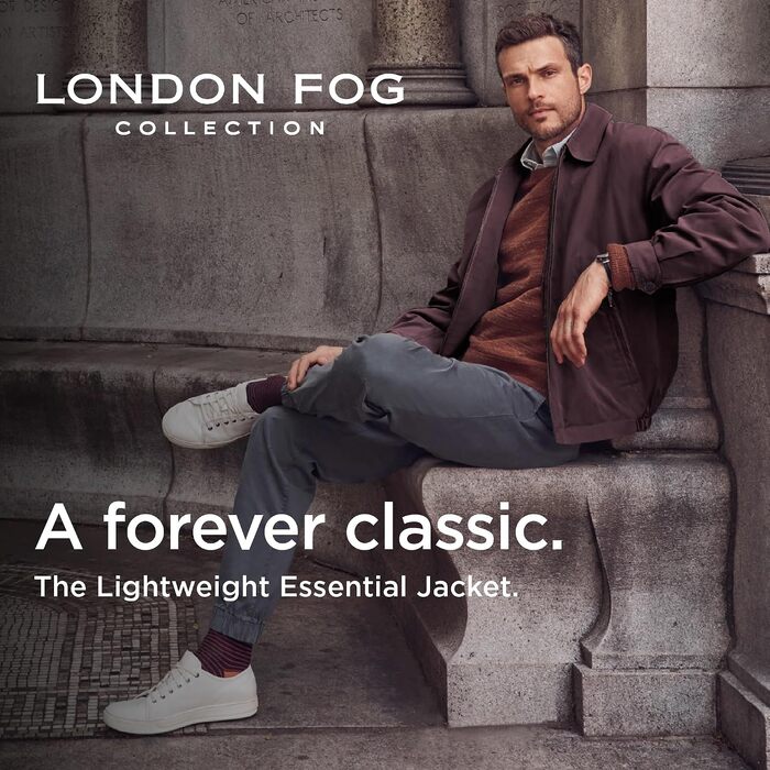 Чоловіча гольф-куртка London Fog на блискавці, великі розміри, колір каштановий (L)