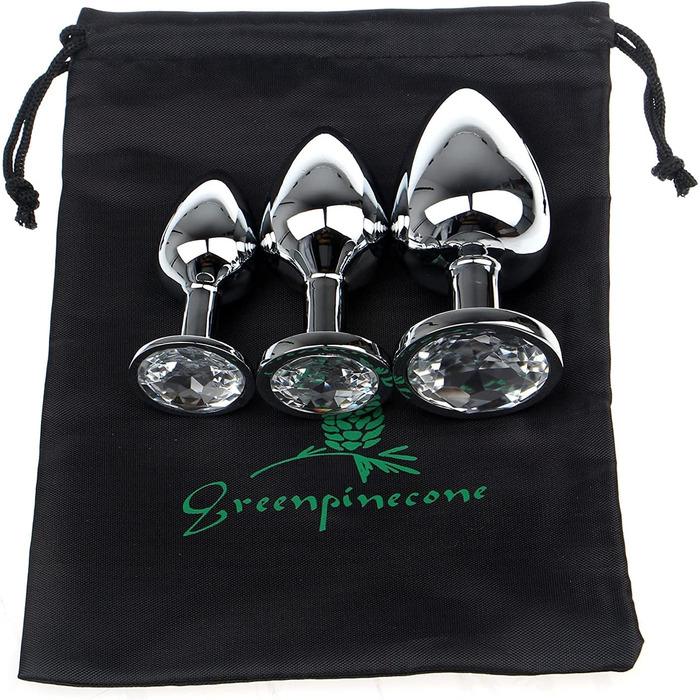 Набір аналплагів Klein Medium Groß з металу з кристалами та діамантами (білий)