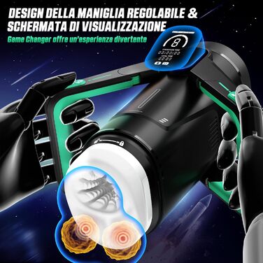 Інтимна іграшка для чоловіків Eanatoys Masturbieren з 9 вібраціями, телескопічною функцією та LCD-дисплеєм (зелена)