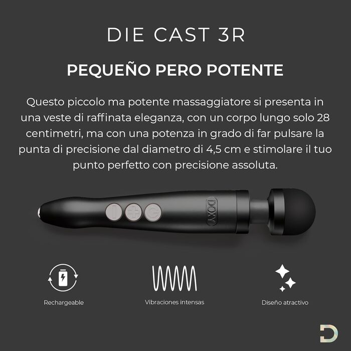 Масажер для тіла Doxy Die Cast 3 - чорний, перезаряджається, для жінок