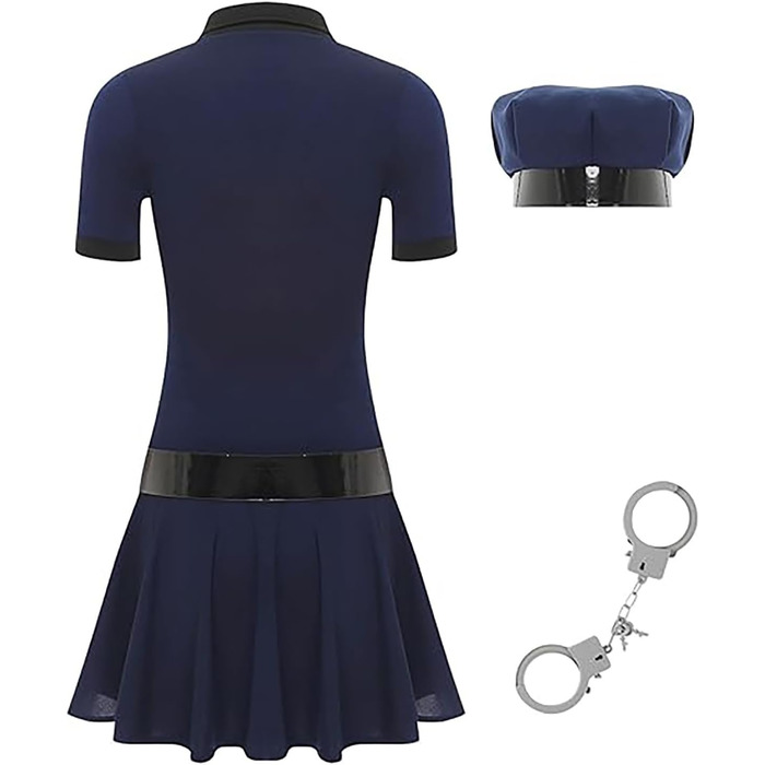 Костюм поліцейського для жінок: поліцейський, косплей, короткий комбінезон з аксесуарами, поліцейський капелюх, аксесуари, Хелловін, карнавал, еротичний, для косплею, розмір XXL, колір морський