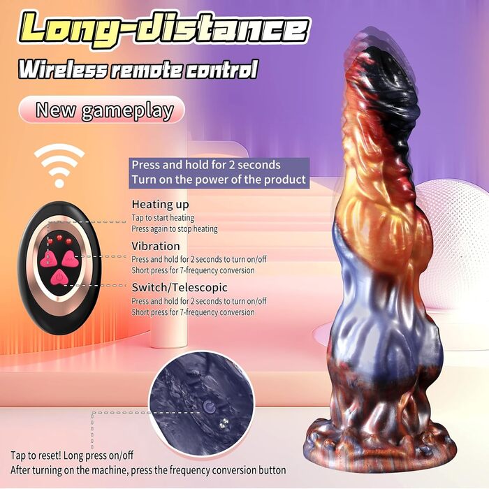 Вібратор для анального сексу з нагріванням, 3-в-1, з силікону, 25 см, 7 режимів, G-точка, для пар та чоловіків